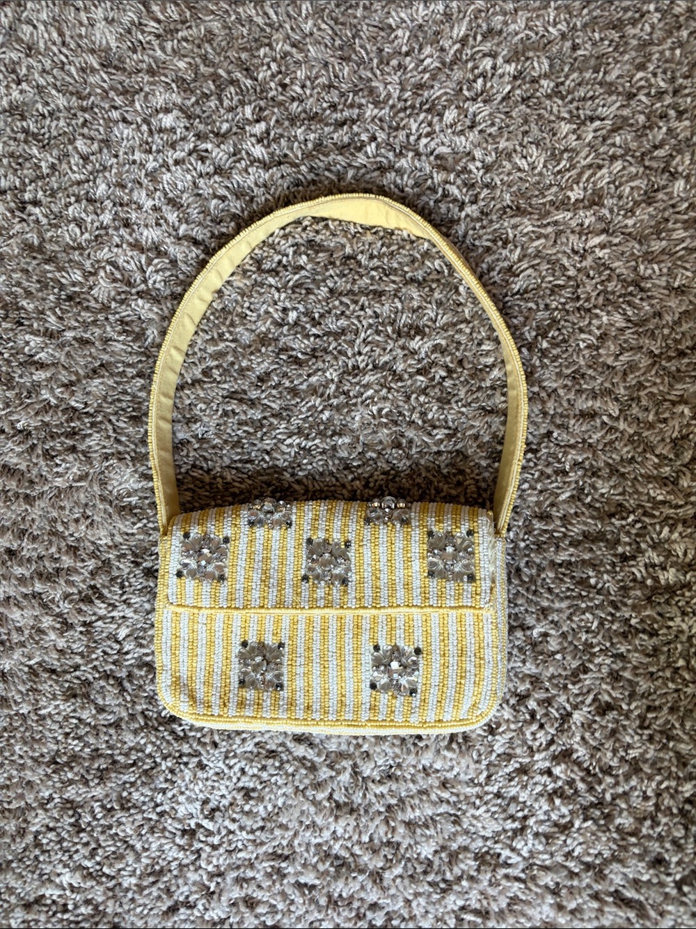 Anthropologie yellow beaded mini shoulder bag